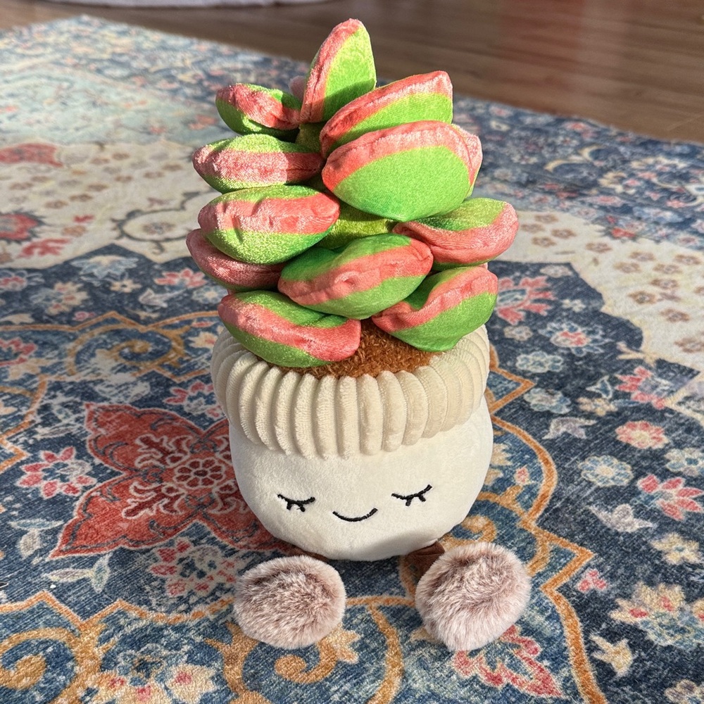 Plush Succulent Planter Toy - Pink & Green Decorative Accent
